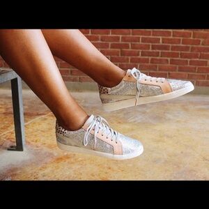 Dolce Vita Silver and Tan Sneakers